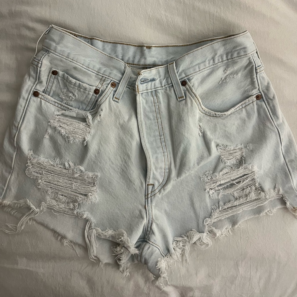Distressed Light Blue LEVIS Shorts
